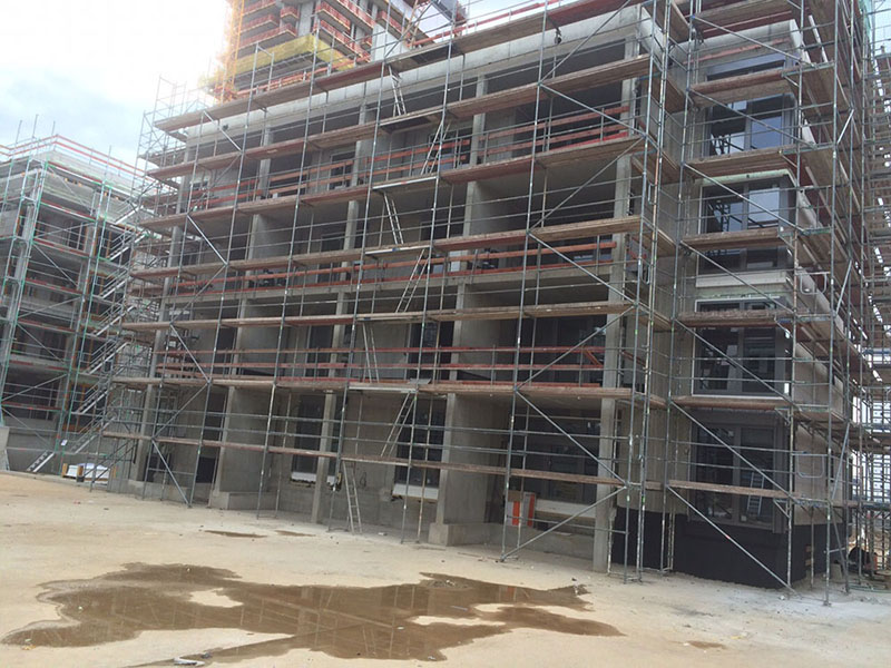 Neubau Wohnanlage „Am Henninger Turm“ Frankfurt, Errichtung von 12 Mehrfamilienhäusern, 1 Tiefgarage u. 2 Reihenhausgruppen