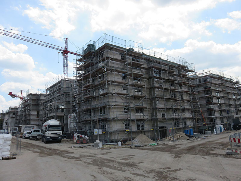 Neubau Wohnanlage „Am Henninger Turm“ Frankfurt, Errichtung von 12 Mehrfamilienhäusern, 1 Tiefgarage u. 2 Reihenhausgruppen